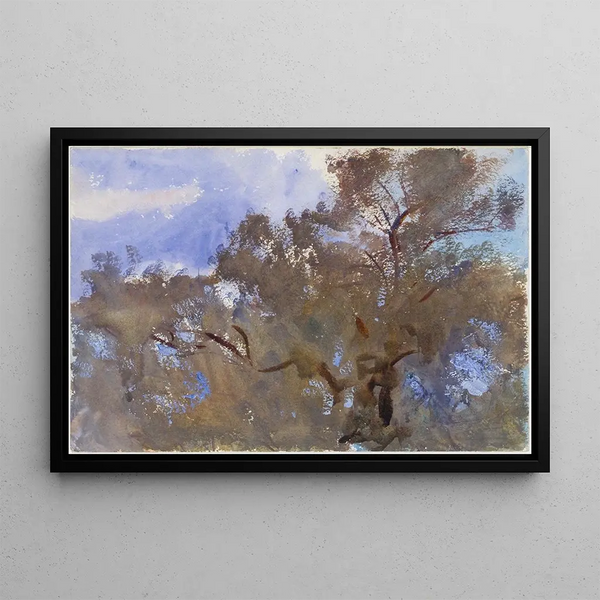Tree Tops Against the Sky - John Singer Sargent — framed artwork on a wall