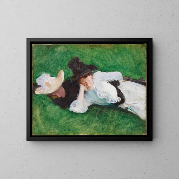 Two girls on a lawn - John Singer Sargent — framed artwork on a wall