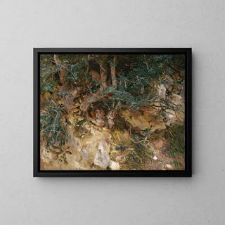 Chardons et herbes sur une colline à Valldemossa, Majorque - John Singer Sargent — framed artwork on a wall