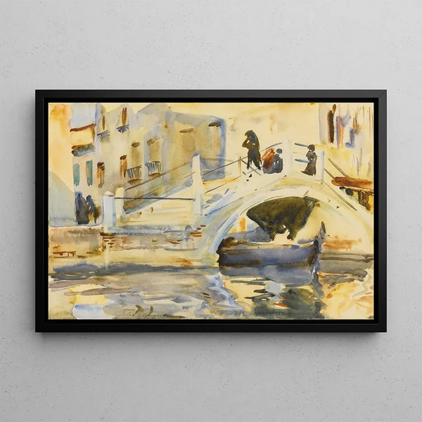 Pont de Venise avec personnages - John Singer Sargent — framed artwork on a wall