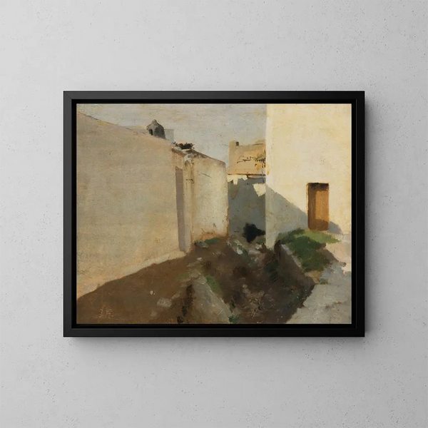 White Walls in the Sun, Morocco - John Singer Sargent — framed artwork on a wall