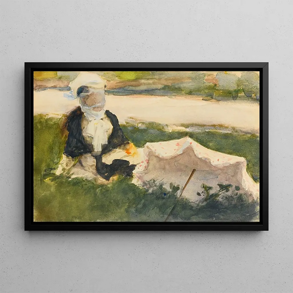 Woman with Parasol - John Singer Sargent — framed artwork on a wall