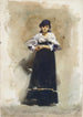 Young woman with a black skirt - John Singer Sargent — artwork view
