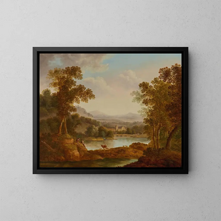 Landscape extended with figures and animals - John Smith of Chichester — framed artwork on a wall