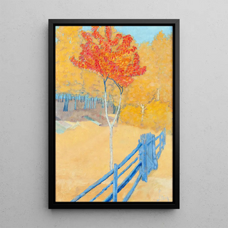 Winter Landscape Painting - John Sten — framed artwork on a wall