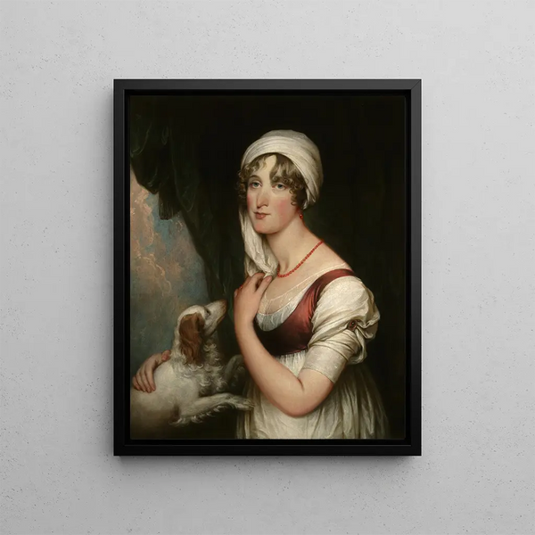 Sarah Trumbull with a Spaniel - John Trumbull — framed artwork on a wall