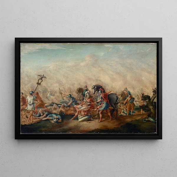 La Mort de Paulus Aemilius à la bataille de Cannes - John Trumbull — framed artwork on a wall