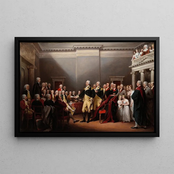The resignation of General Washington on December 23, 1783 - John Trumbull — framed artwork on a wall