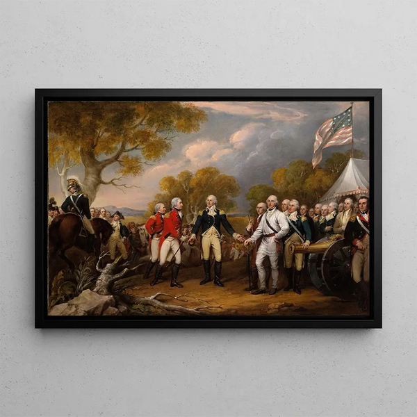 La reddition du général Burgoyne à Saratoga le 16 octobre - John Trumbull — framed artwork on a wall