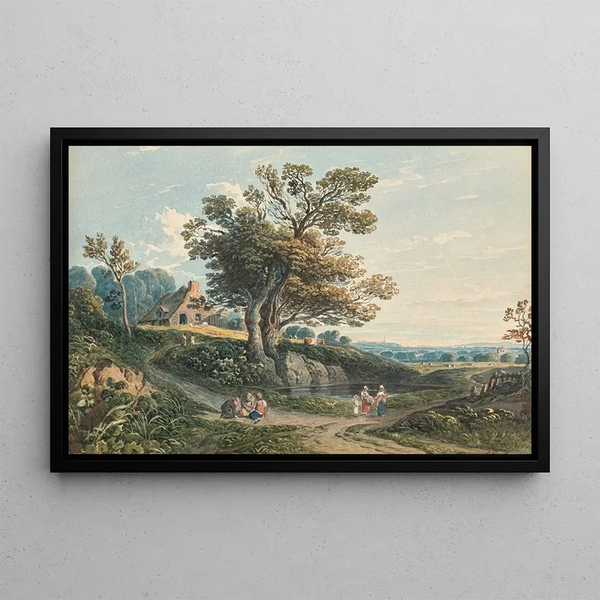 View of Harrow from Hampstead - John Varley — framed artwork on a wall