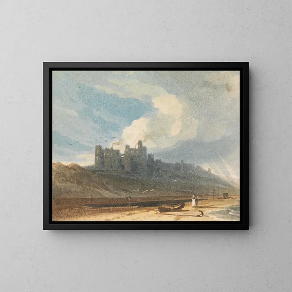 Château de Bamburgh, Northumberland - John Varley — framed artwork on a wall