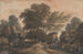 Figures near a waterfall and a pond in a wooded landscape - John Varley — artwork view