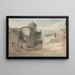 Fortified city entrance painting, east gate of Caernarvon - John Varley — framed artwork on a wall