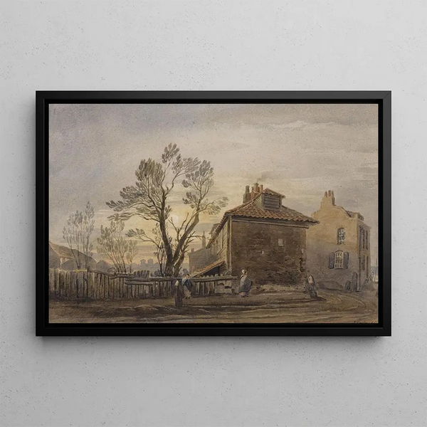 Lambeth Painting on the Surrey side between Westminster and Blackfriars Bridge - John Varley — framed artwork on a wall