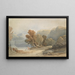 Landscape with Lake and Figure - John Varley — framed artwork on a wall