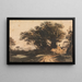 Landscape painting with a bouquet of trees near a road and a stream - John Varley — framed artwork on a wall
