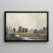 Prairie Scene with a Stream and a Church in the Distance - John Varley — framed artwork on a wall