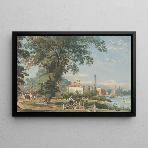 on the Thames at Hammersmith - John Varley — framed artwork on a wall