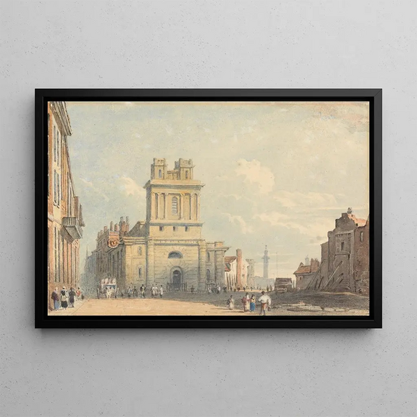 View of New Street near London Bridge - John Varley — framed artwork on a wall