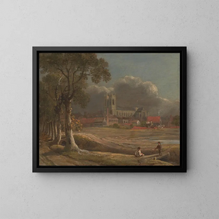 Abbey of Westminster from Tothill Fields - John Varley — framed artwork on a wall