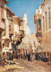 a lively street in front of Emir Mindar Mosque in Cairo - John Varley the Younger — artwork view