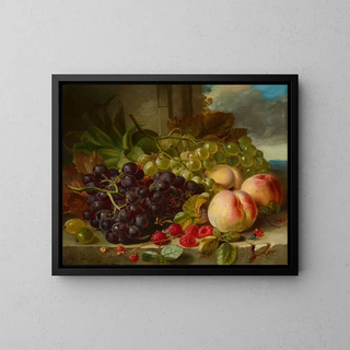 Nature morte avec des fruits - John Wainewright — framed artwork on a wall