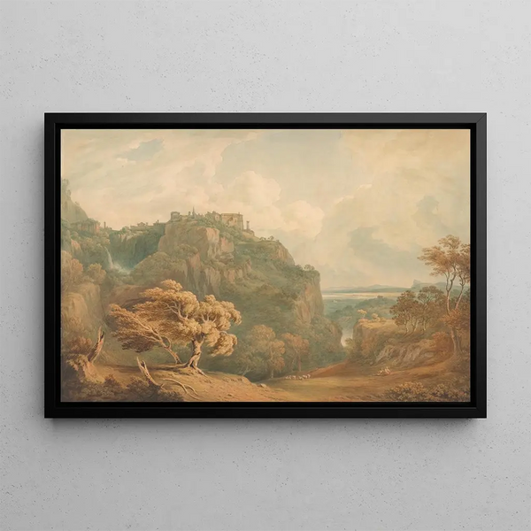 View of Tivoli towards Rome - John Warwick Smith — framed artwork on a wall