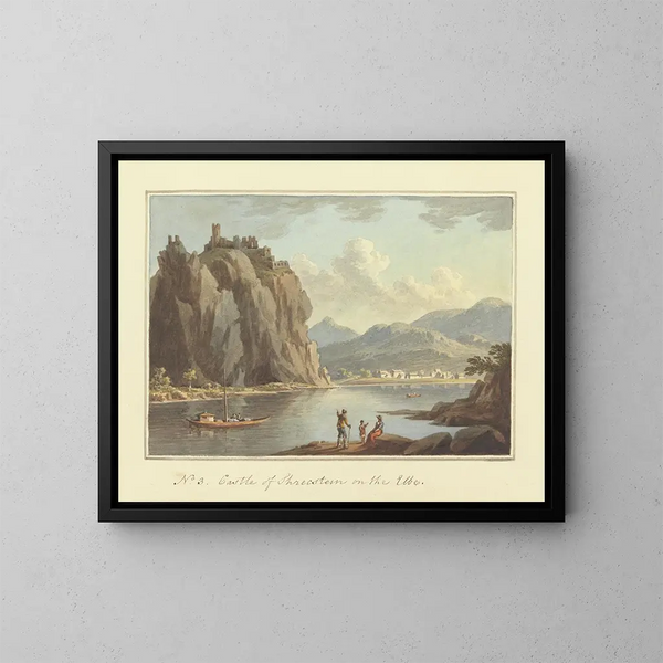 Château de Schrecstein sur l'Elbe - John Warwick Smith — framed artwork on a wall