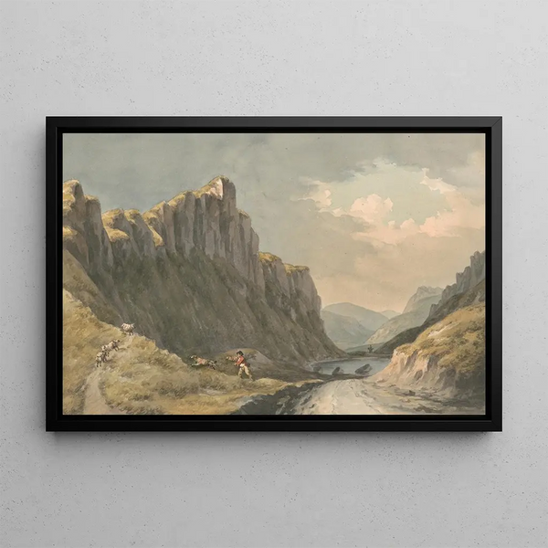 Craig y Ladron, le précipice des voleurs - John Warwick Smith — framed artwork on a wall