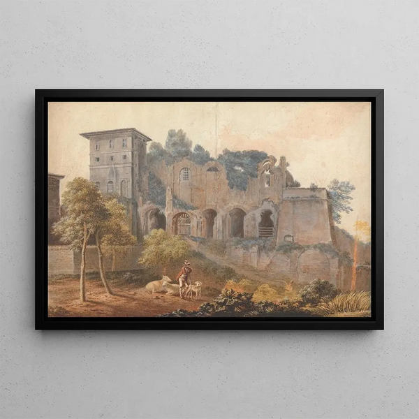Dans le camp Vaccinio à Rome - John Warwick Smith — framed artwork on a wall