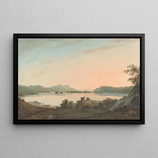 The Lake Windermere from Calgarth with Belle Isle - John Warwick Smith — framed artwork on a wall