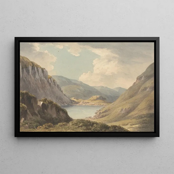 Llyn Geirionedd near Trefriew on the River Conway, Carnarvonshire - John Warwick Smith — framed artwork on a wall