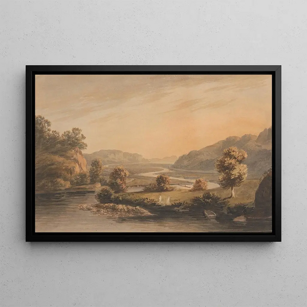 Near Pont Aberglaslyn - John Warwick Smith — framed artwork on a wall
