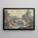 Landscape painting with a single-arch bridge - John Warwick Smith — framed artwork on a wall