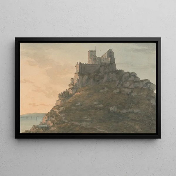 Mont Saint-Michel, Cornwall - John Warwick Smith — framed artwork on a wall
