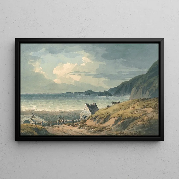 La Limite nord de la baie de St Brides - John Warwick Smith — framed artwork on a wall