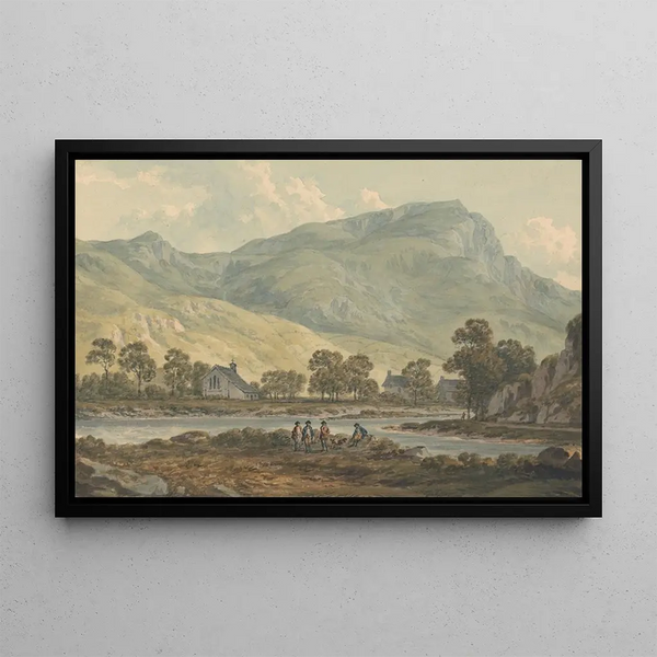The Priory of Beddgelert Caernarfonshire - John Warwick Smith — framed artwork on a wall