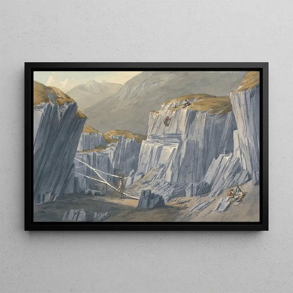 Les carrières d'ardoise à Bron Llwyd - John Warwick Smith — framed artwork on a wall