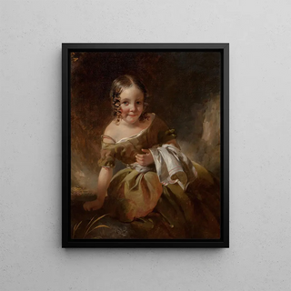 John Watson Gordon - Portrait of a young girl with curls in an olive green dress.webp