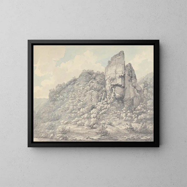 Rocks in Derbyshire - John Webber — framed artwork on a wall