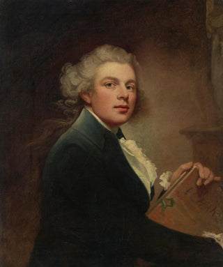 John Westbrooke Chandler - Portrait of the artist halflength holding a portfolio.webp