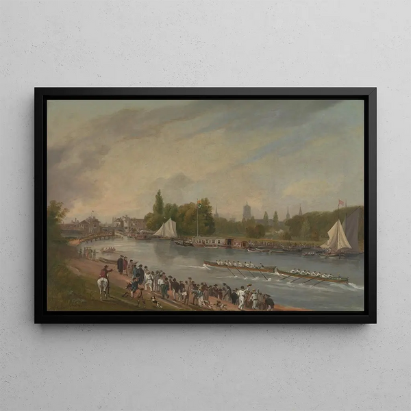 Boat Race on the Isis River in Oxford - John Whessell — framed artwork on a wall