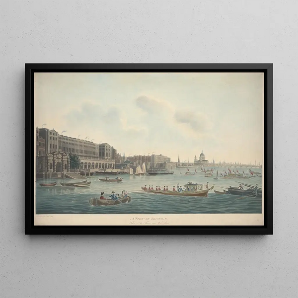 View of London Taken on the Thames near York Stairs - John William Edye — framed artwork on a wall