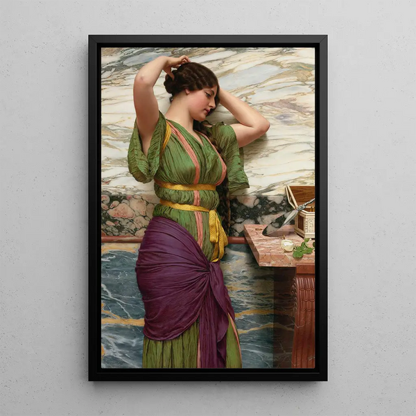 A True Reflection - John William Godward — framed artwork on a wall