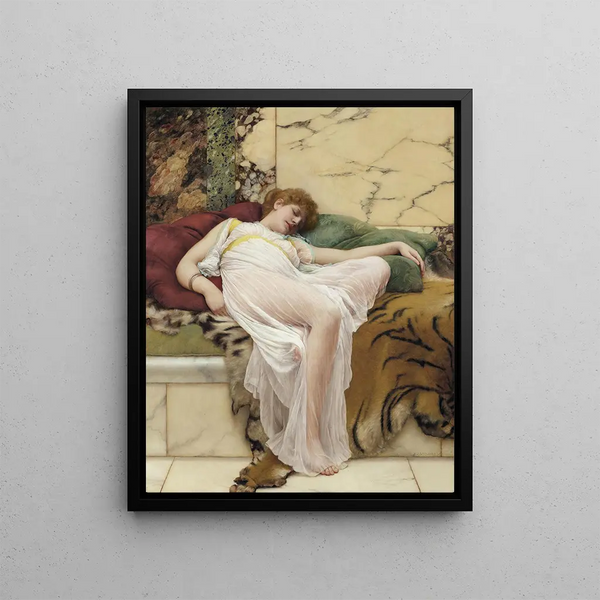 A Nap - John William Godward — framed artwork on a wall