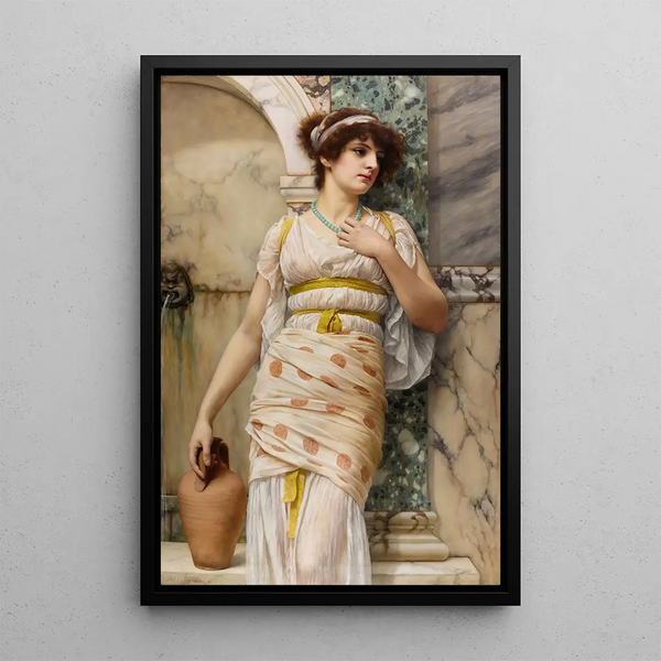 At the Fountain - John William Godward — framed artwork on a wall