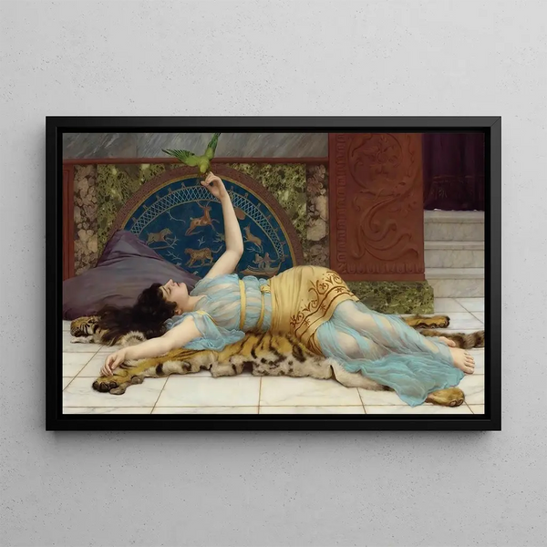 Gentle idleness - John William Godward — framed artwork on a wall