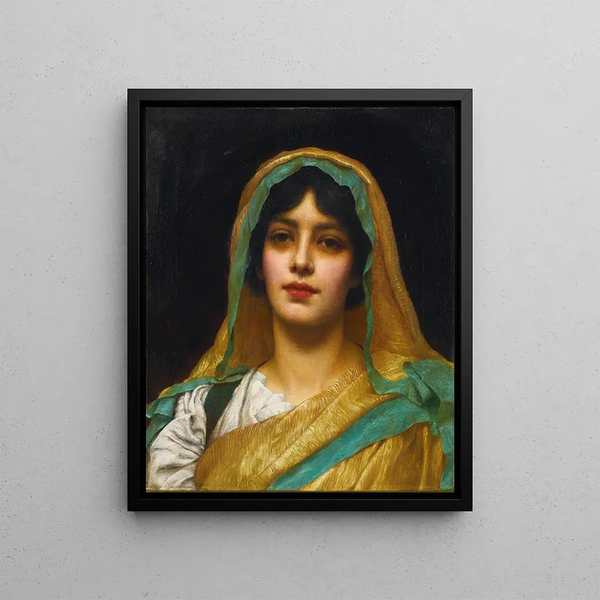 Head of a Girl, Atalante - John William Godward — framed artwork on a wall