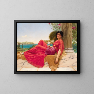 Adossé à une colonne - John William Godward — framed artwork on a wall