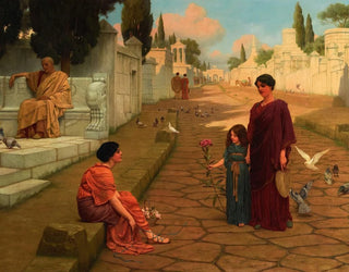 Outside the door of Pompeii - John William Godward — artwork view